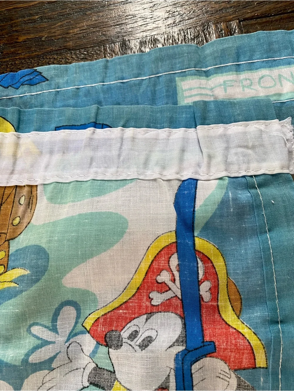 Vintage 1960s Set of 3 Walt Disney Mickey Mouse Disneyland Curtain Panels